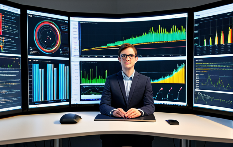 A professional data scientist, fully clothed in a modest business casual outfit, sits at a clean, modern desk in a well-lit data analysis lab. On large screens, abstract visualizations depict complex data being transformed, showing missing values being imputed and features being scaled, with subtle graphical elements representing Scikit-learn's preprocessing modules like `SimpleImputer` and `StandardScaler`. The atmosphere conveys focused problem-solving and clarity in data transformation. Perfect anatomy, correct proportions, natural pose, well-formed hands, proper finger count, natural body proportions, professional dress, high-resolution photography, crisp focus, safe for work, appropriate content, fully clothed, professional, family-friendly.