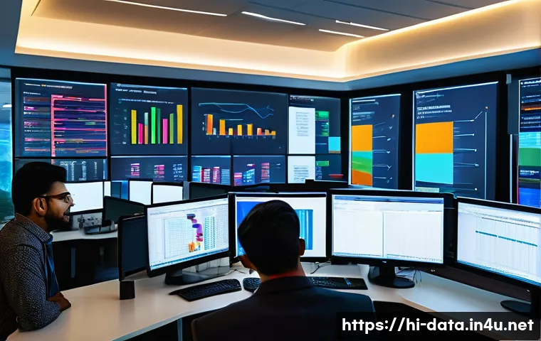 데이터사이언스에서 SQL 활용 - A modern, vibrant office environment with diverse Indian professionals collaborating around multiple...
